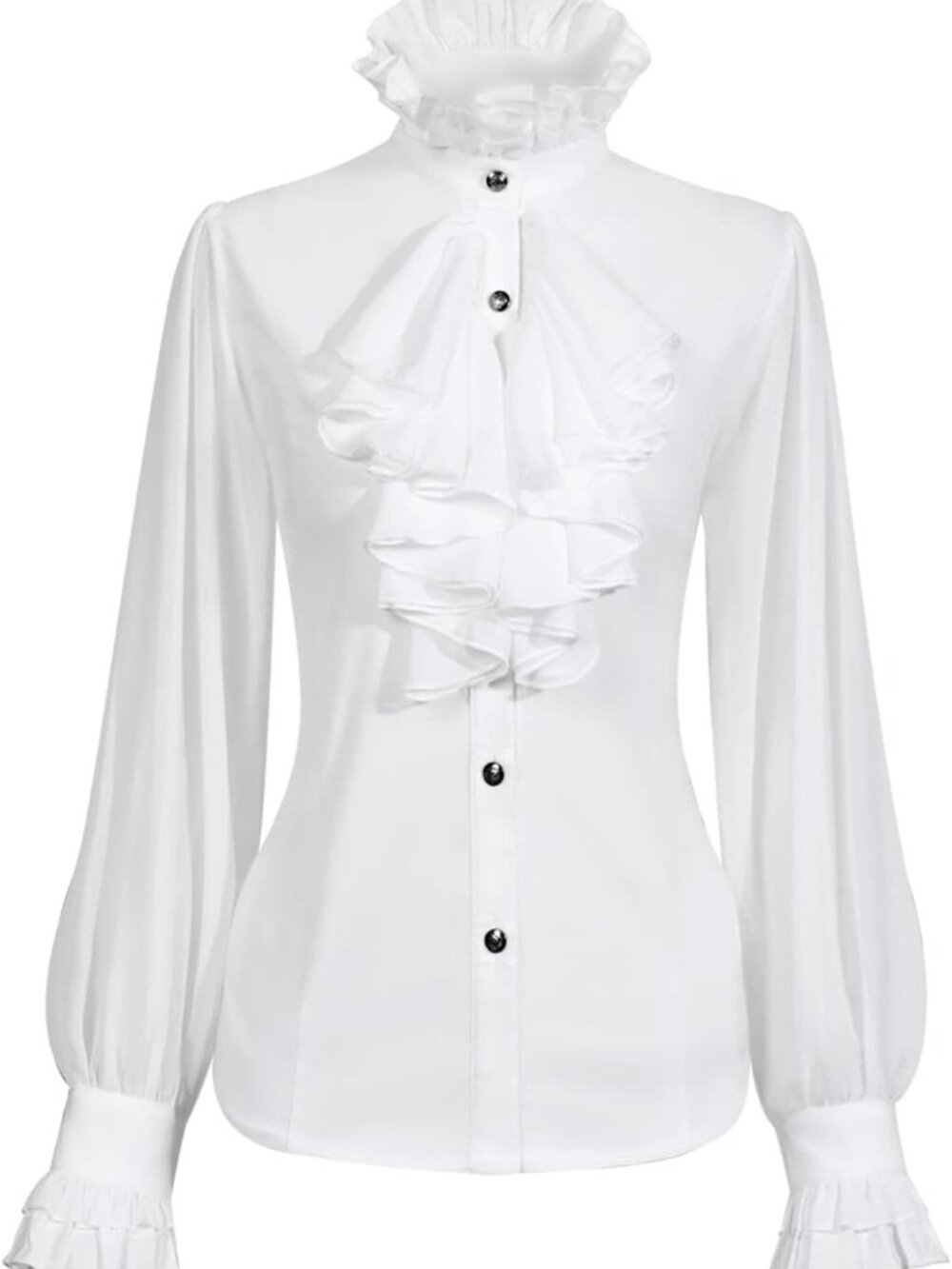 Victorian Vintage Long Sleeve Ruffle Collar Blouse | Gothic Medieval Top for